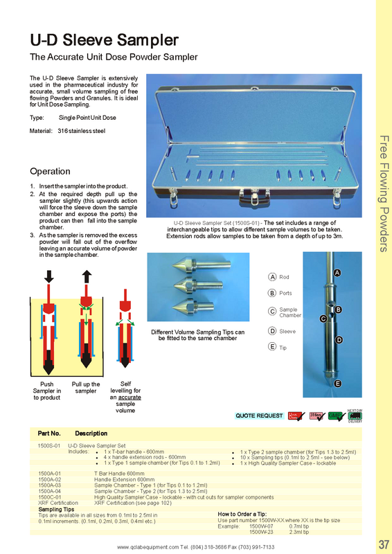 unit dose sleeve sampler for powders